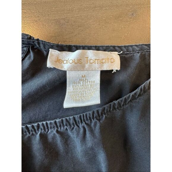 Jealous Tomato Washed Black Bell Sleeve Embroidered Boho Top Medium - Picture 6 of 6